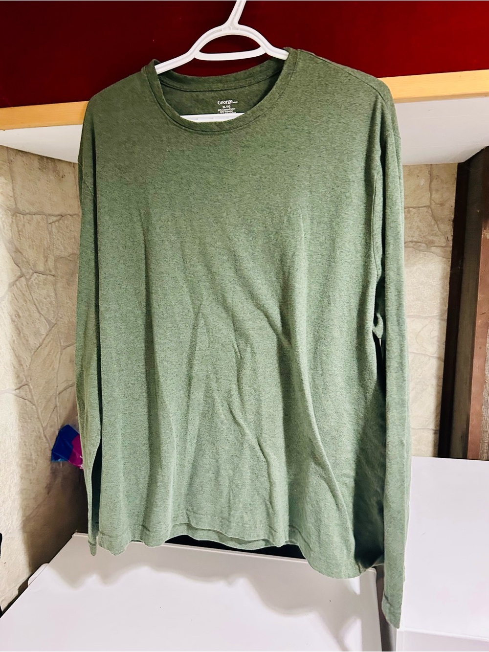 George Men's Long Sleeve Crewneck Shirt - Green Heather